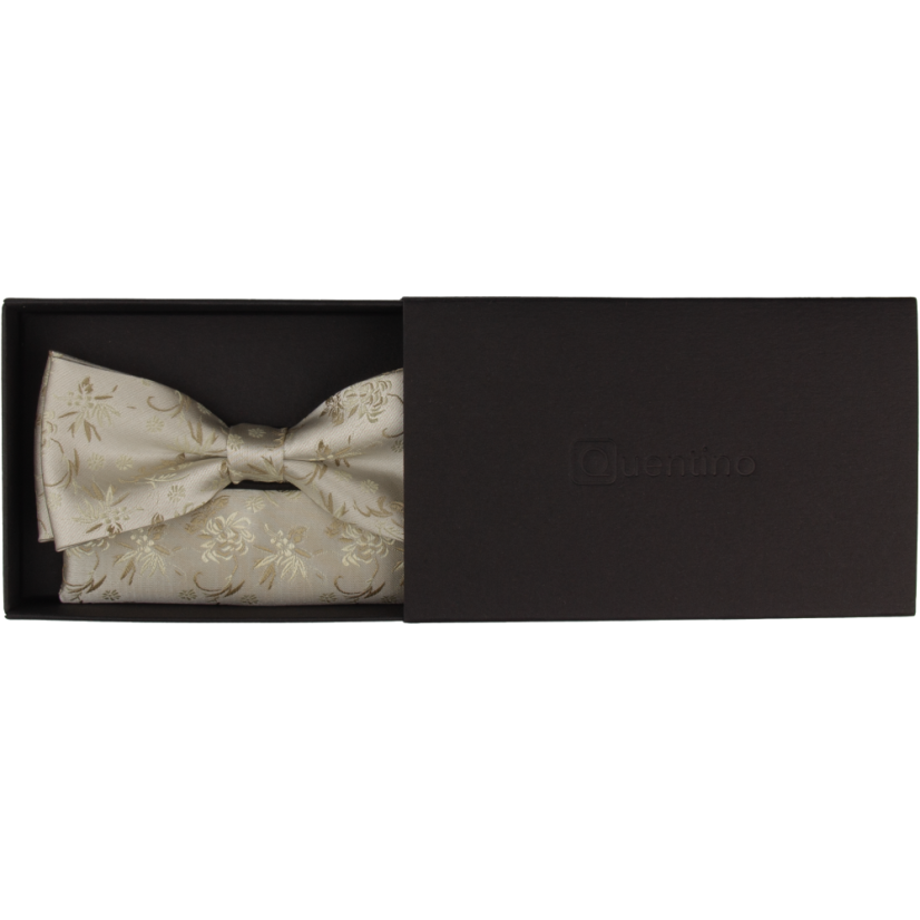 Light Brown Men's Bow Tie with Floral Pattern