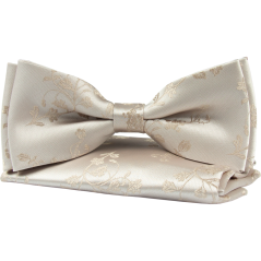 Světle hnědý pánský motýlek s jemným květinovým vzorem