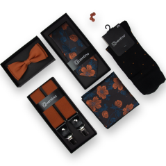 Cihlová pánská sada s květinovým vzorem