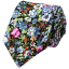 Black Men's Cotton Necktie with Blue-Purple Flowers