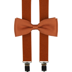 Brick Red Men's Suspenders with Bow Tie
