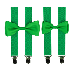 Zelený set kšandy s motýlkem pro tátu a syna