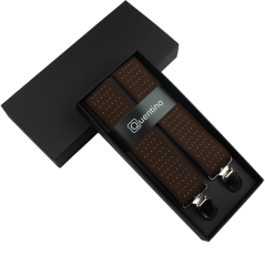 Hnědé pánské široké kšandy s puntíky