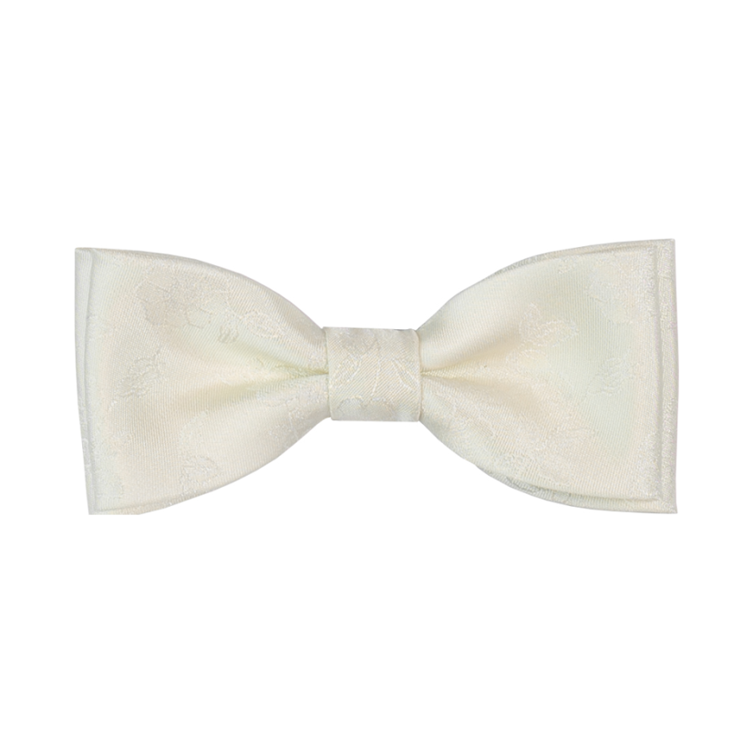 Cream Children's Bow Tie with Embroidered Flowers