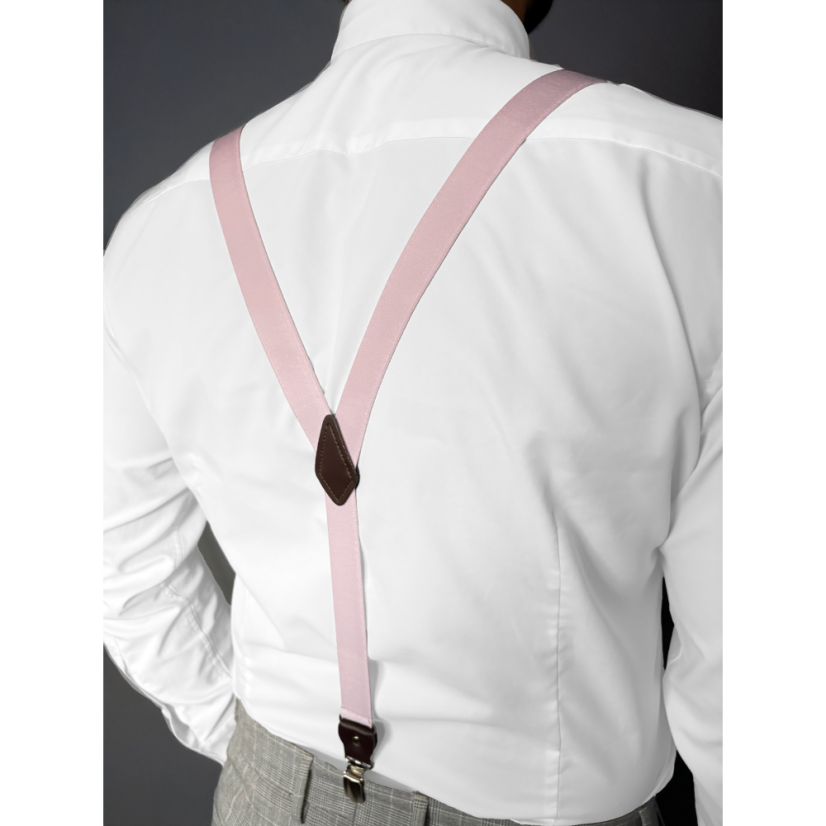 Starorůžové pánské kšandy s lesklým motýlkem