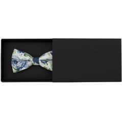 White Children's Cotton Bow Tie with Blue Flowers