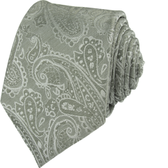 Šalviovo zelená (sage green) pánska kravata s paisley vzorom