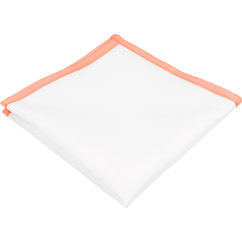 Bílý pánský kapesníček se světle lososovým lemem