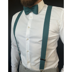 Petrolejové pánské kšandy s motýlkem včetně kapesníčku