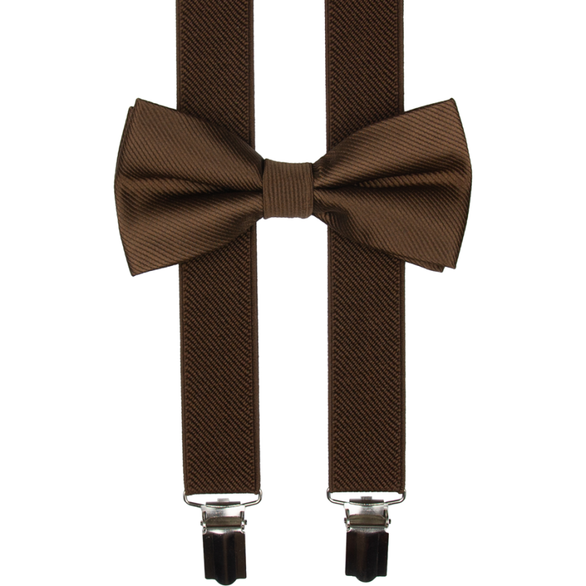 Hnědé pánské kšandy s motýlkem