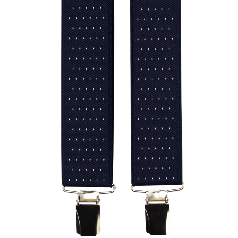 Tmavě modré pánské široké kšandy s puntíky