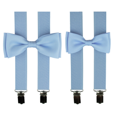 Světle modrý set kšandy s motýlkem pro tátu a syna