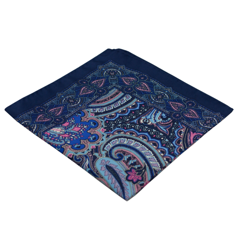 Modrý pánský kapesníček s paisley vzorem