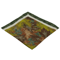 Zeleno hnědý pánský kapesníček s podzimním motivem listů