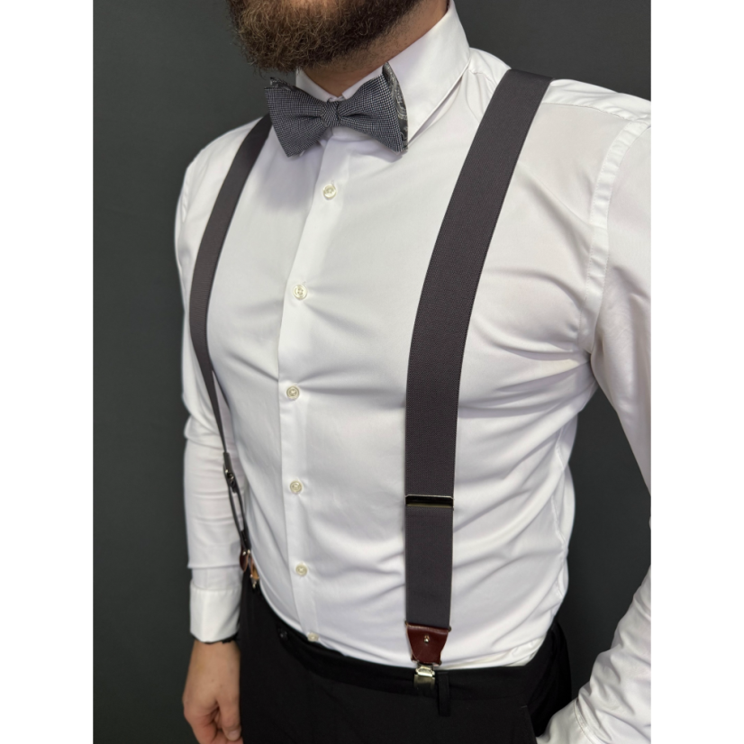 Černo šedý pánský motýlek s jemným vzorem