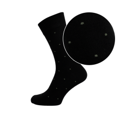 Černé pánské ponožky se šalvějově zelenými puntíky