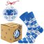 Blue Christmas socks with reindeer and snowflake pattern