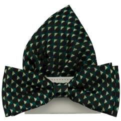 Emerald Green Men's Bow Tie with Squares Including Pocket Square
