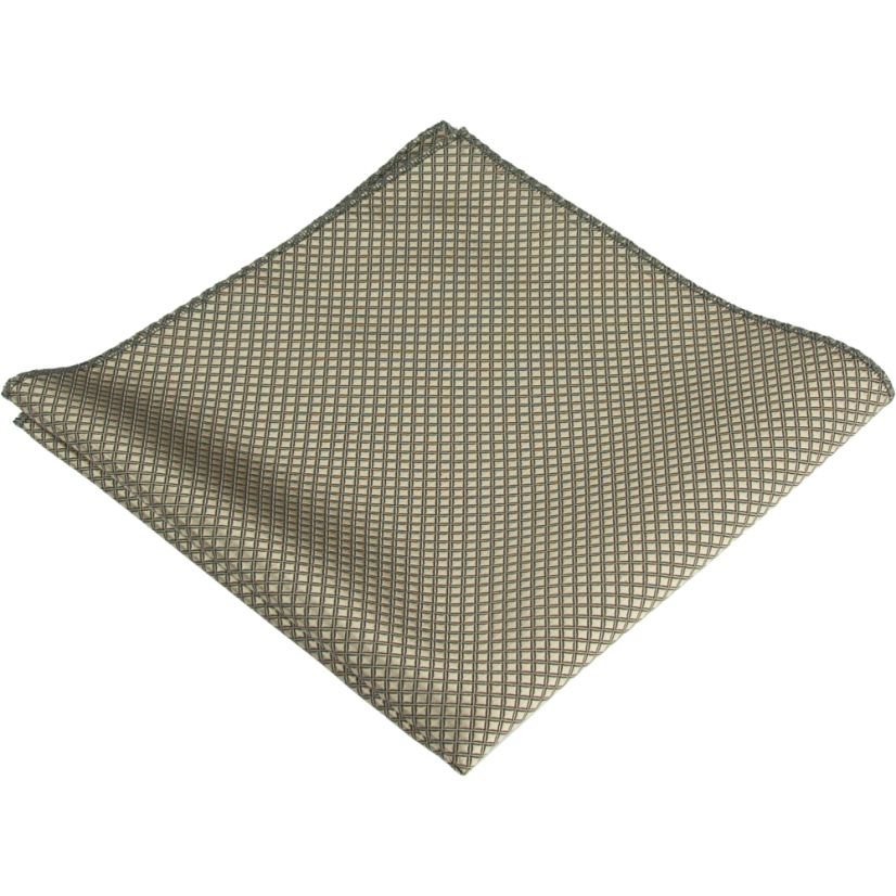 Beige Men's Pocket Square with Subtle Grid Pattern