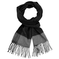 Black and Grey Men's Scarf with Colour Gradient and Fringe