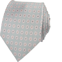 Světle šedá pánská kravata s růžovo-oranžovým vzorem