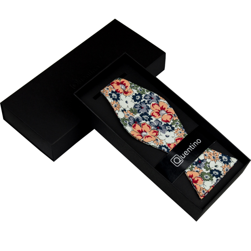 Colourful Cotton Self-Tie Bow Tie with Floral Pattern