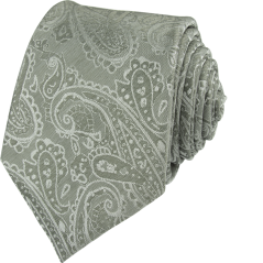 Sage Green Men's Necktie with Paisley Pattern
