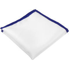 White Men's Pocket Square with Royal Blue Border