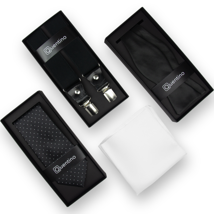 Black Men's Set with Polka Dots