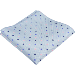 Světle modrý pánský kapesníček s barevnými puntíky