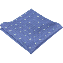 Modrý pánský kapesníček se světle modrým paisley vzorem