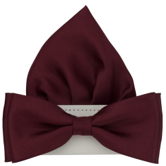 Vínově červený pánský motýlek matný s kapesníčkem