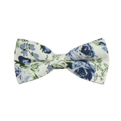 Bílý dětský bavlněný motýlek s modrými květy