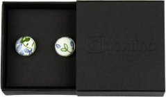 Bílé manžetové knoflíčky s modrými květy