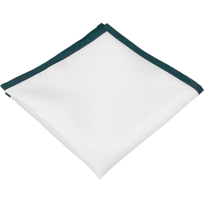 Bílý pánský kapesníček s petrolejovým lemem