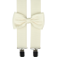 Cream (Ecru) Men's Accessory Set with Floral Pattern – Suspenders and Bow Tie