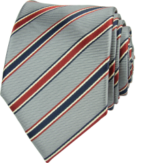 Světle šedá pánská kravata s červenomodrými pruhy