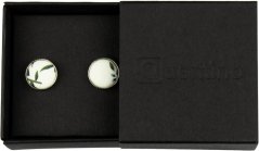 Cream Cufflinks with Blue and Brown Floral Pattern