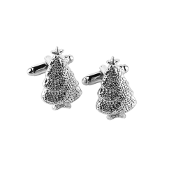 Manžetové knoflíčky stříbrné vánoční stromečky