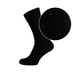 Černé pánské ponožky s vínově červenými puntíky