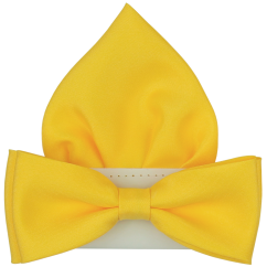 Kanárkově žlutý pánský motýlek matný s kapesníčkem