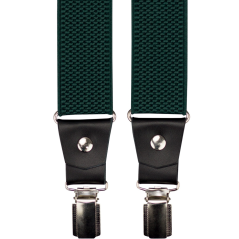 Smaragdově zelené pánské široké kšandy s černou pravou kůží