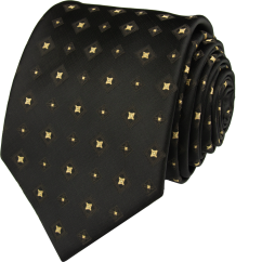 Tmavě hnědá pánská kravata se zlatým vzorem