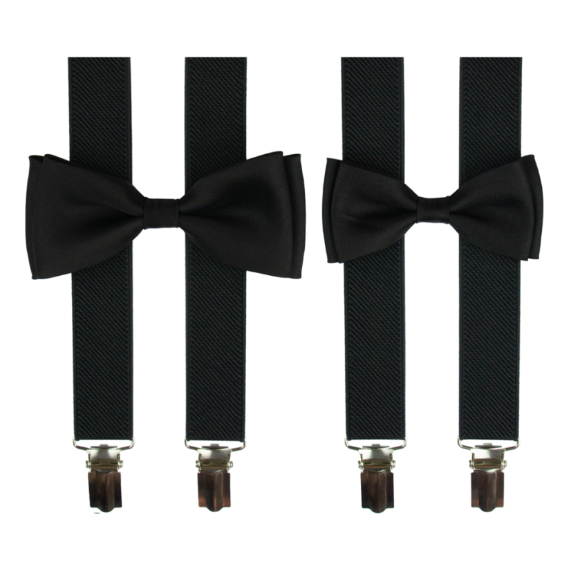 Černý set kšandy s motýlkem pro tátu a syna