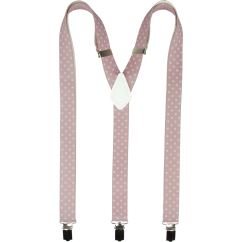 Dusty Pink Men's Suspenders with White Polka Dots