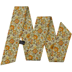 Světle béžová dámská stuha s žluto oranžovými květy