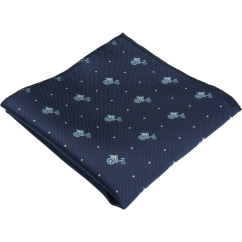 Dark Blue Men's Pocket Square with Carriage Motif