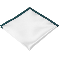 Bílý pánský kapesníček s petrolejovým lemem