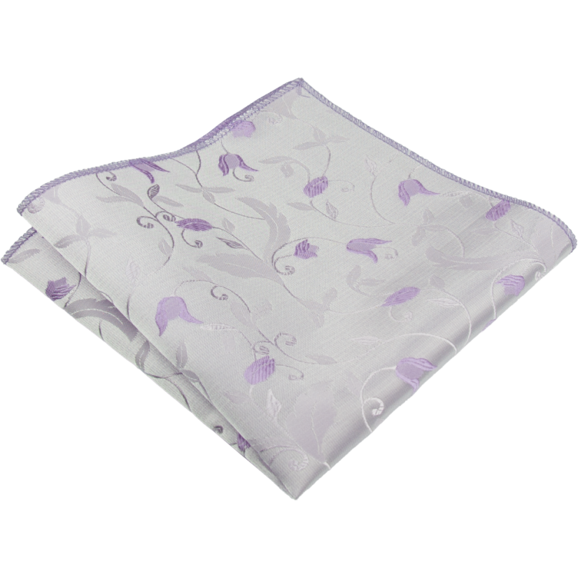 Fialový pánský kapesníček s levandulovým květinovým vzorem