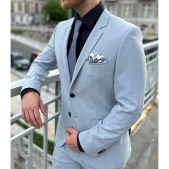 Biely pánska vreckovka so sivo zelenými lístkami
